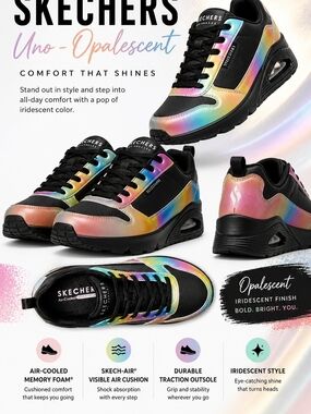 Skechers Uno Opalescent Iridescent Platform Sneakers